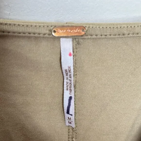 FREE PEOPLE Soledad Maxi Dress Khaki Tan Beige Sz M {3Z26} - Picture 9 of 10